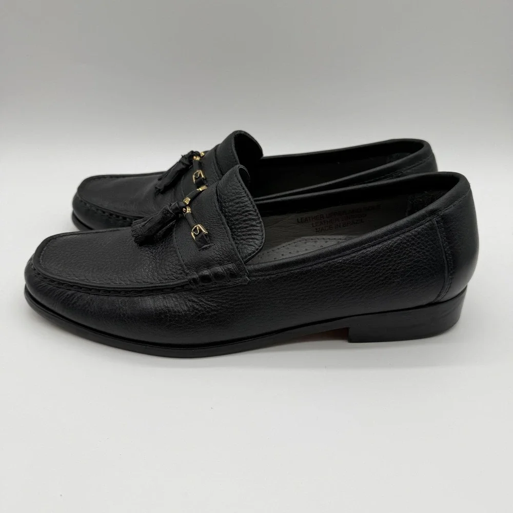 Florsheim Men's Padron Pebbled Leather Penny Loafer Tassel Black Size 9.5 D
